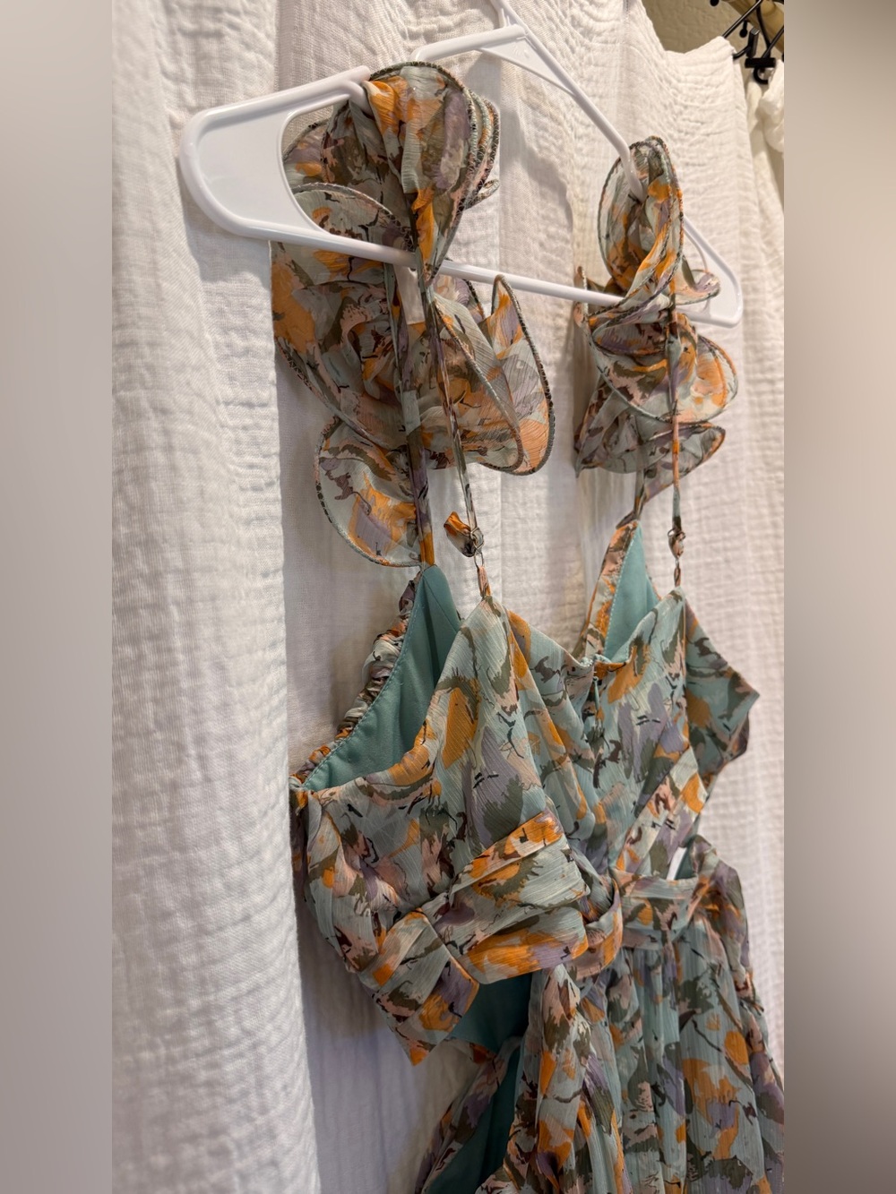 ASTR the Label Fritillaria Maxi Dress Mint Purple Floral Cutout Slit Size L NWT - Picture 14 of 15